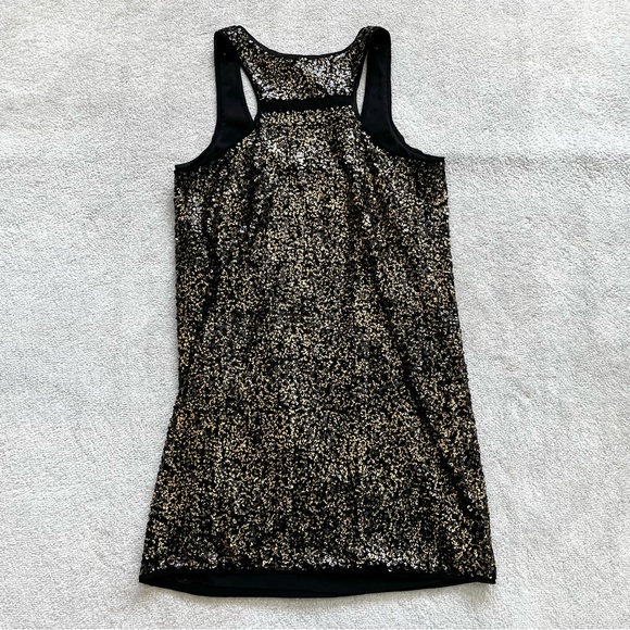 DIANE VON FURSTENBERG Pellina Squin Black/Gold Tank Dress Size 4 Cocktail - Picture 2 of 12